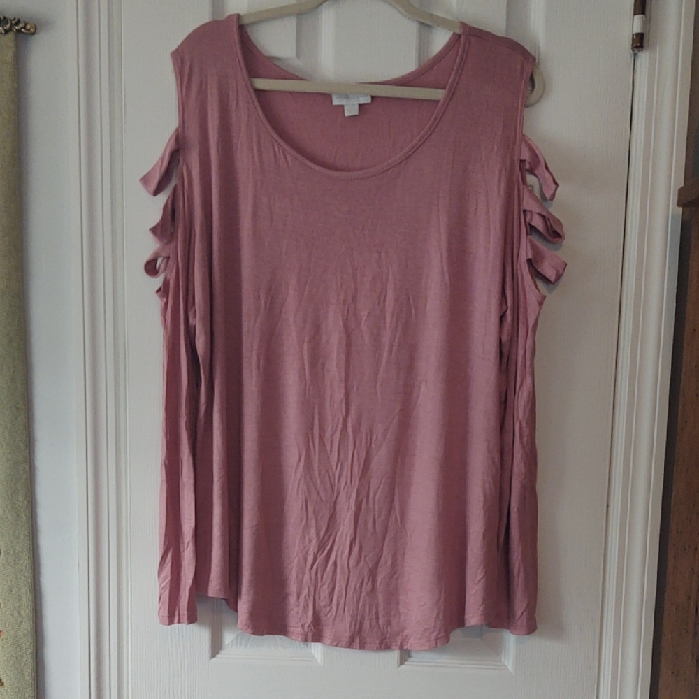 New York & Company XXL Women's Pale Pink To Isp W/Cold Shoulder Sleeves W/T…